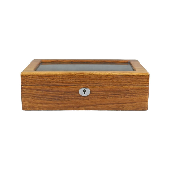 Boîte pour montres en bois avec panneau en verre - 8 montres