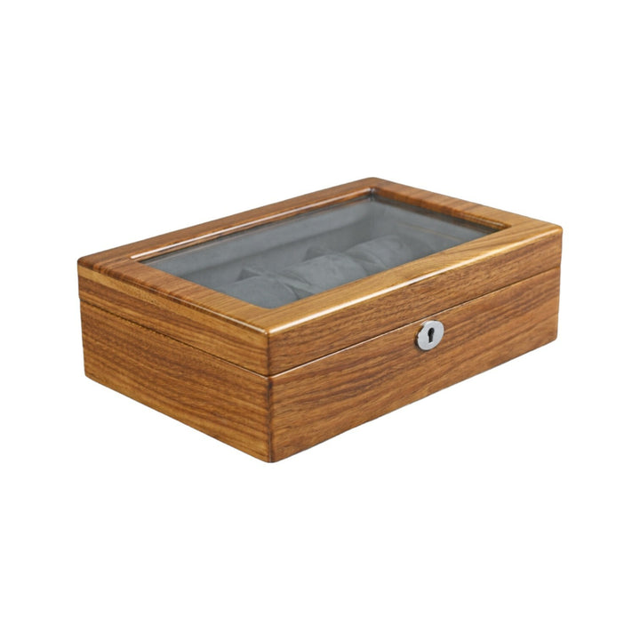 Uhrenschatulle aus Holz mit Glasscheibe - 8 Uhren
